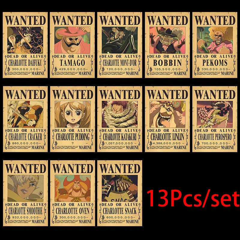 One Piece: "Grand Line Bounties" Vintage Wanted Poster Set (10-Piece Edition)