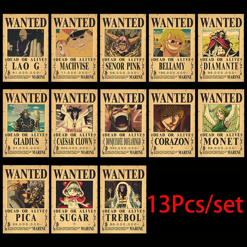 One Piece: "Grand Line Bounties" Vintage Wanted Poster Set (10-Piece Edition)