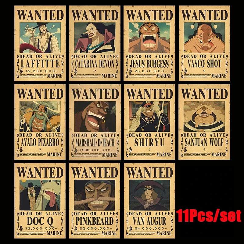 One Piece: "Grand Line Bounties" Vintage Wanted Poster Set (10-Piece Edition)