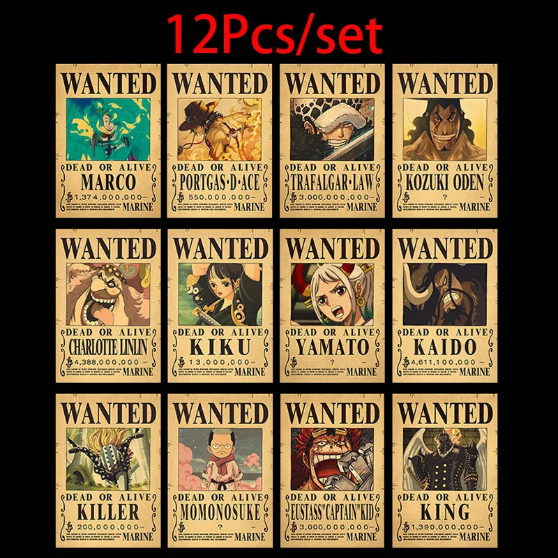 One Piece: "Grand Line Bounties" Vintage Wanted Poster Set (10-Piece Edition)